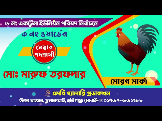 নির্বাচনের গান 2 মোরগ মার্কা   মৌলভীবাজার জেলার ৬নং একাটুনা ইউপি ৩নং ওয়ার্ড l মোঃ মারুফ তরফদার